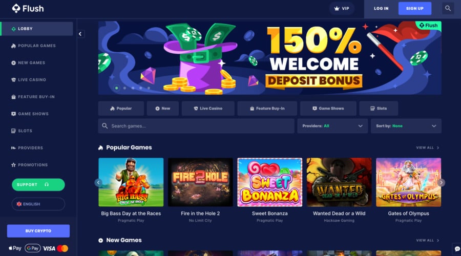 Flush Casino lobby screenshot