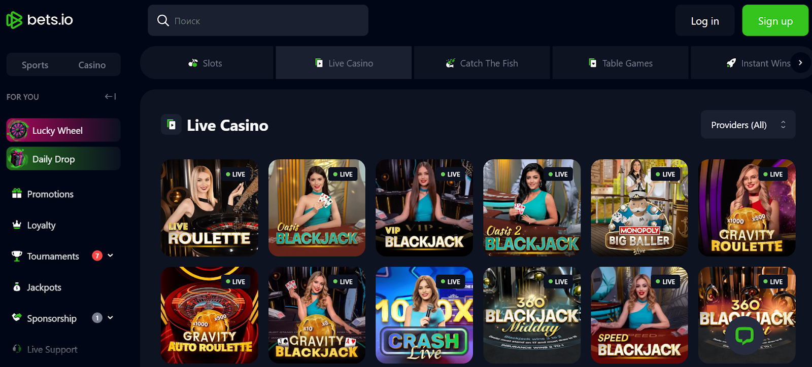 Bets.io lobby screenshot