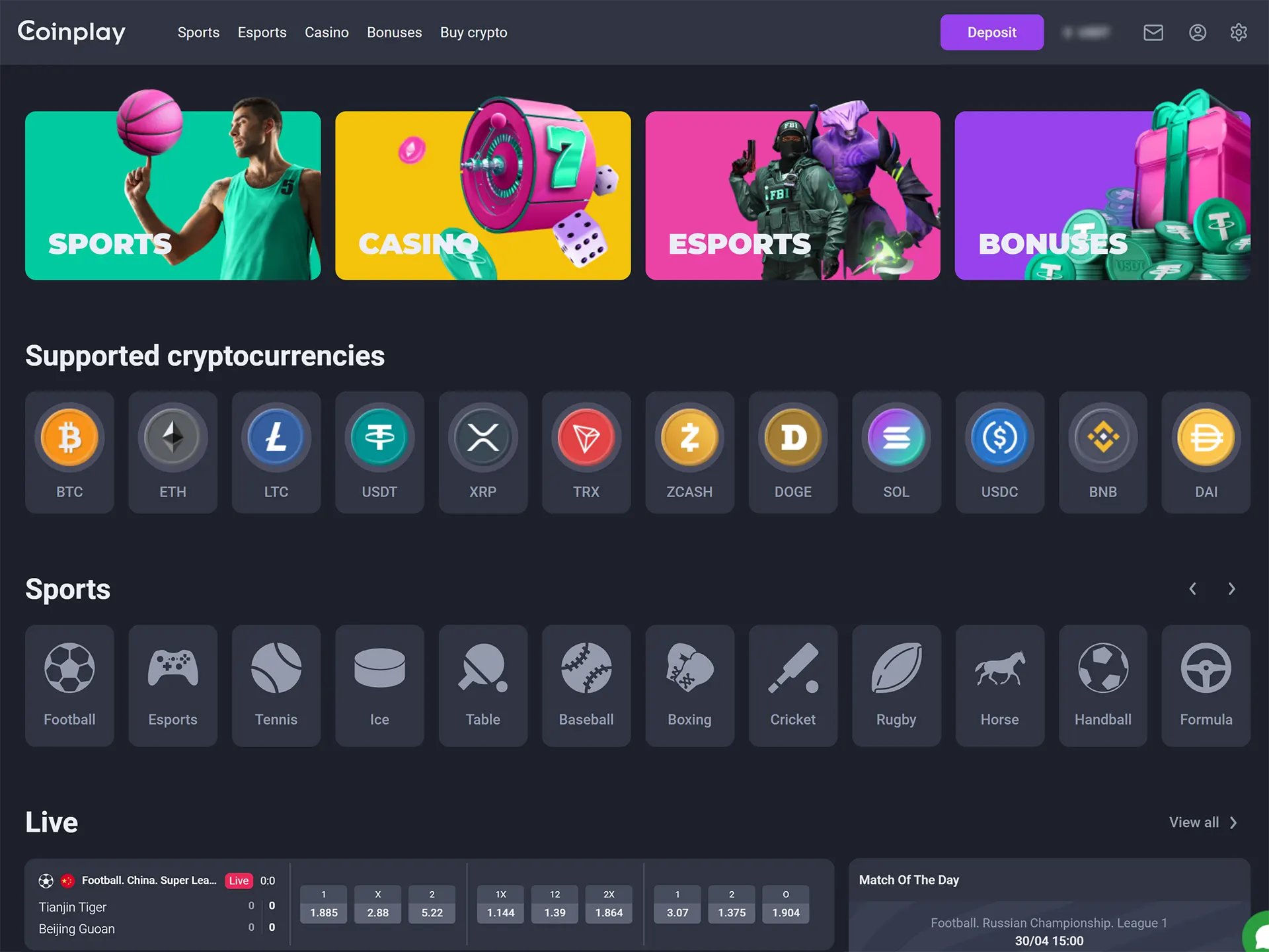 screenshot of the CoinPlay homepage (coinplay.com)