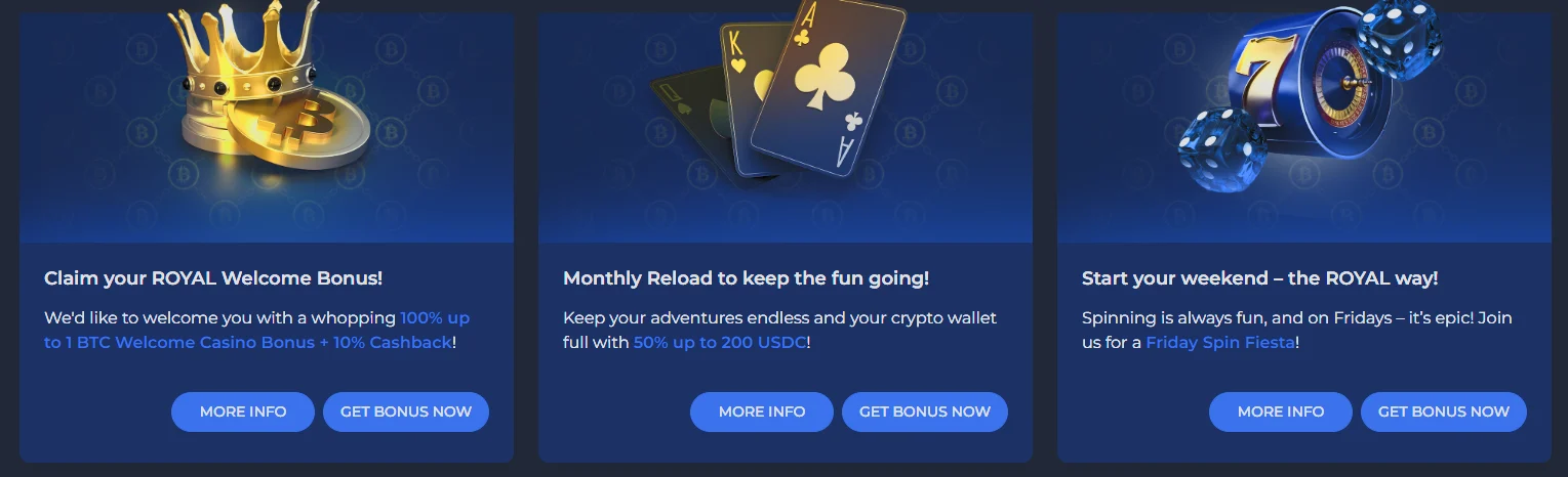 screenshot of the CryptoRoyal lobby