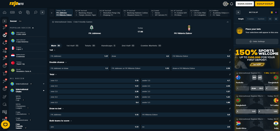 screenshot of the RajaBets (Rajabets) cashier and withdrawals section
